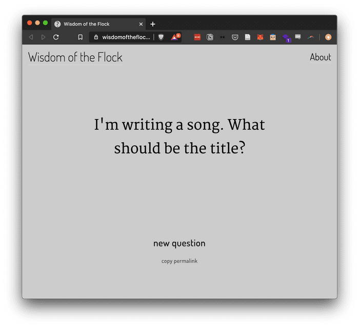 "I'm writing a song. What should be the title?"
