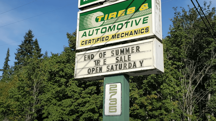 "END OF SUMMER TRE SALE OPEN SATURDAY"